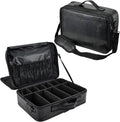 Large Makeup Organizer Bag with Adjustable Dividers Portable Cosmetic Train Case for Travel with Brush Storage & Shoulder Strap