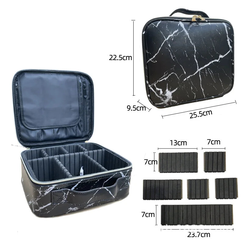 Multi-compartment Makeup Bags Marble Print Zipper Makeup Case Women Beauty Tool Kit Organizer Storage Handbags Cosmetic Boxes
