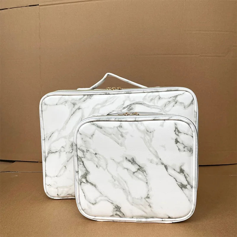 Multi-compartment Makeup Bags Marble Print Zipper Makeup Case Women Beauty Tool Kit Organizer Storage Handbags Cosmetic Boxes