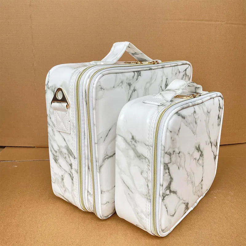 Multi-compartment Makeup Bags Marble Print Zipper Makeup Case Women Beauty Tool Kit Organizer Storage Handbags Cosmetic Boxes